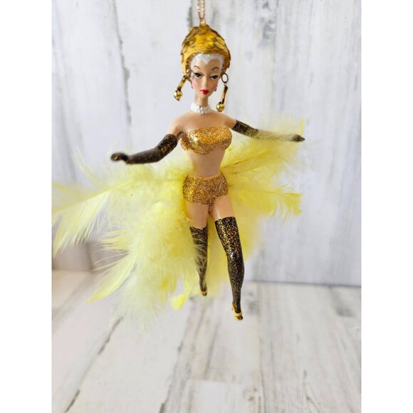 Yellow dancing feather ornament diamond? Sequin glitter Xmas tree - Picture 1 of 8